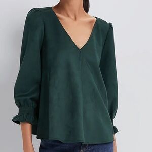 Tuckernuck Suede Easton Blouse in Malachite size XL